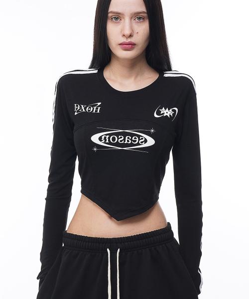 디쏘에이치(D.XO.H)  시즌 로고 유니폼 세미 워머 크롭티  [black] - 사이즈 & 후기 | 무신사