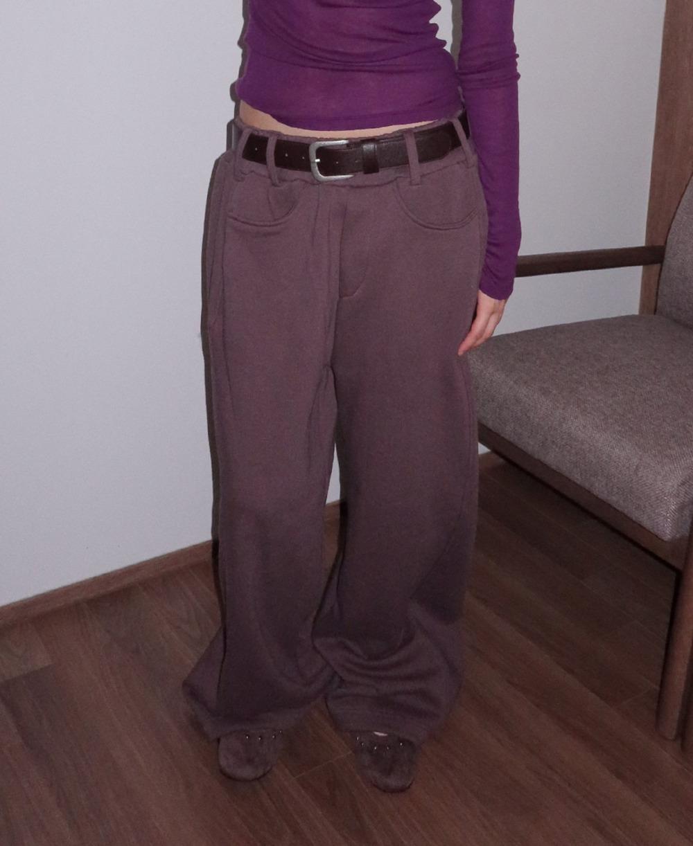 컴포트 벨트 스트링 기모 팬츠