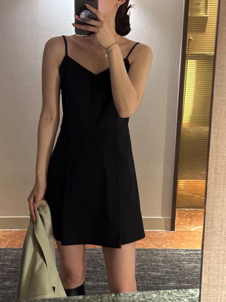 미니 핀턱 주름 간절기 가을 나시 슬리브리스 뷔스티에 원피스