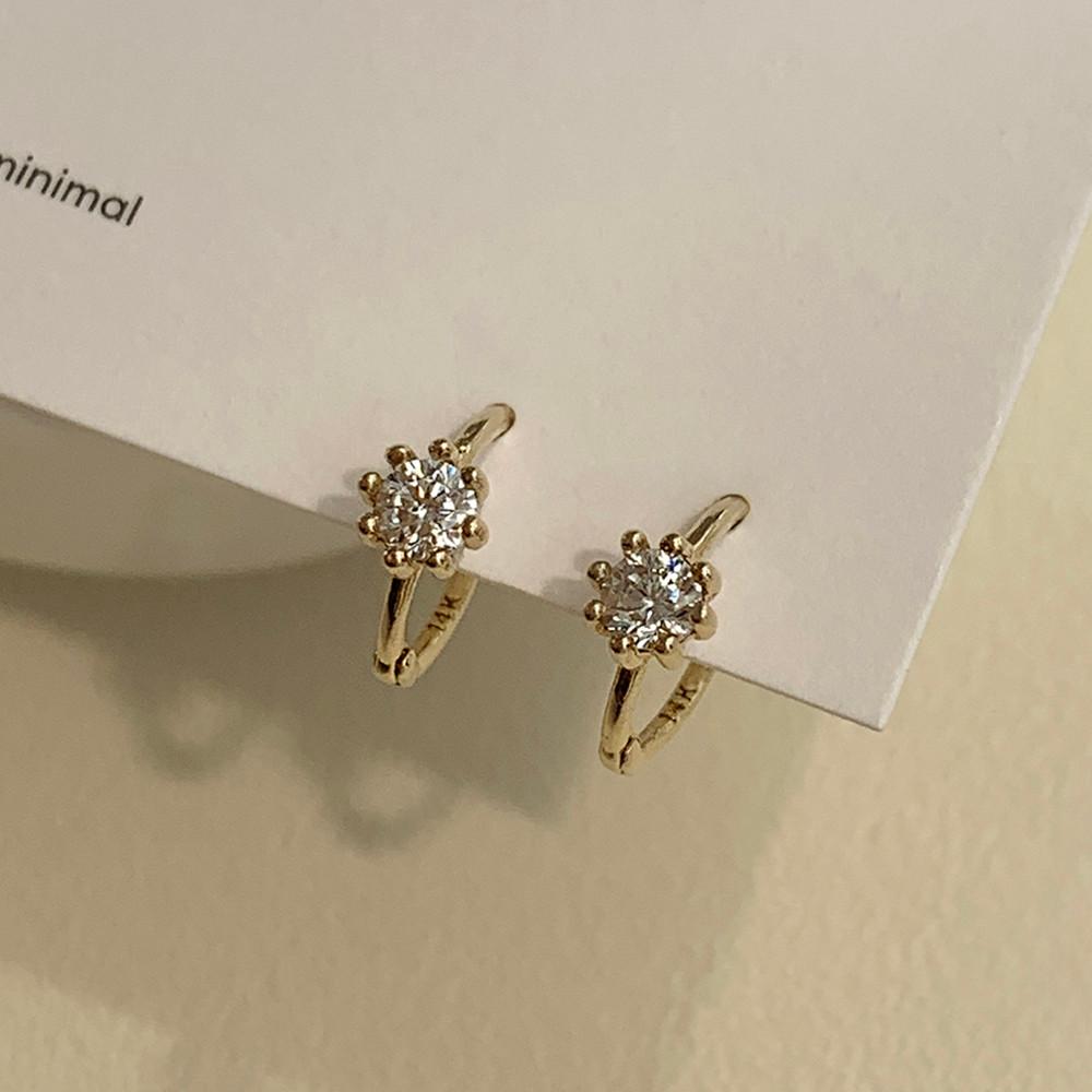14k 레나 큐빅 링 귀걸이 원터치 미니 귀걸이