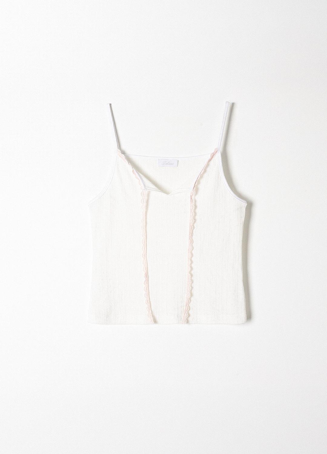 2ND Lace Ribbon Sleeveless Top(Pink)