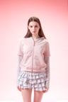 STRIPE HOOD ZIPUP (PINK)