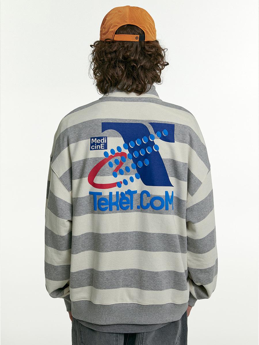 Medicine Half Zip-Up Sweatshirt Melange Gray