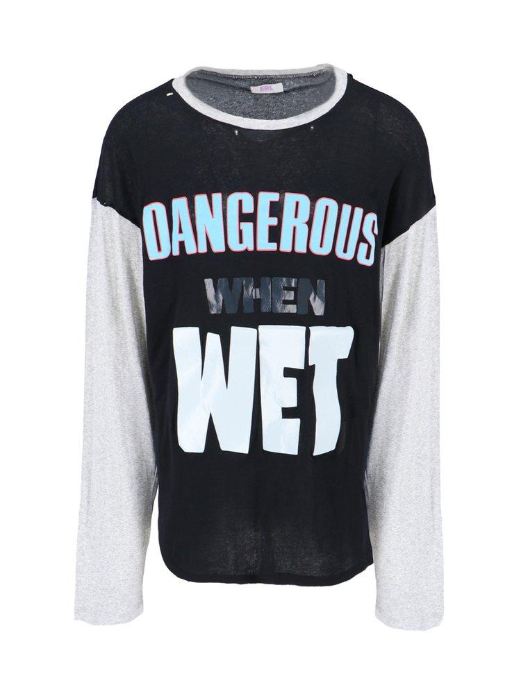 Erl 디스트레스드 Colourblock 롱 슬리브 티셔츠