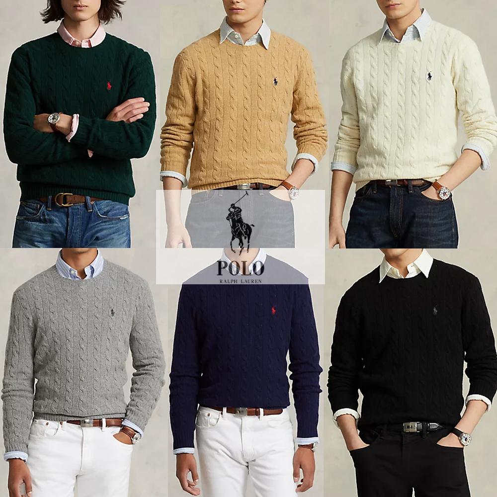 [백화점당일발송] 폴로 남성 울 캐시미어 꽈배기니트 맨즈 울 캐시 케이블 커플 니트