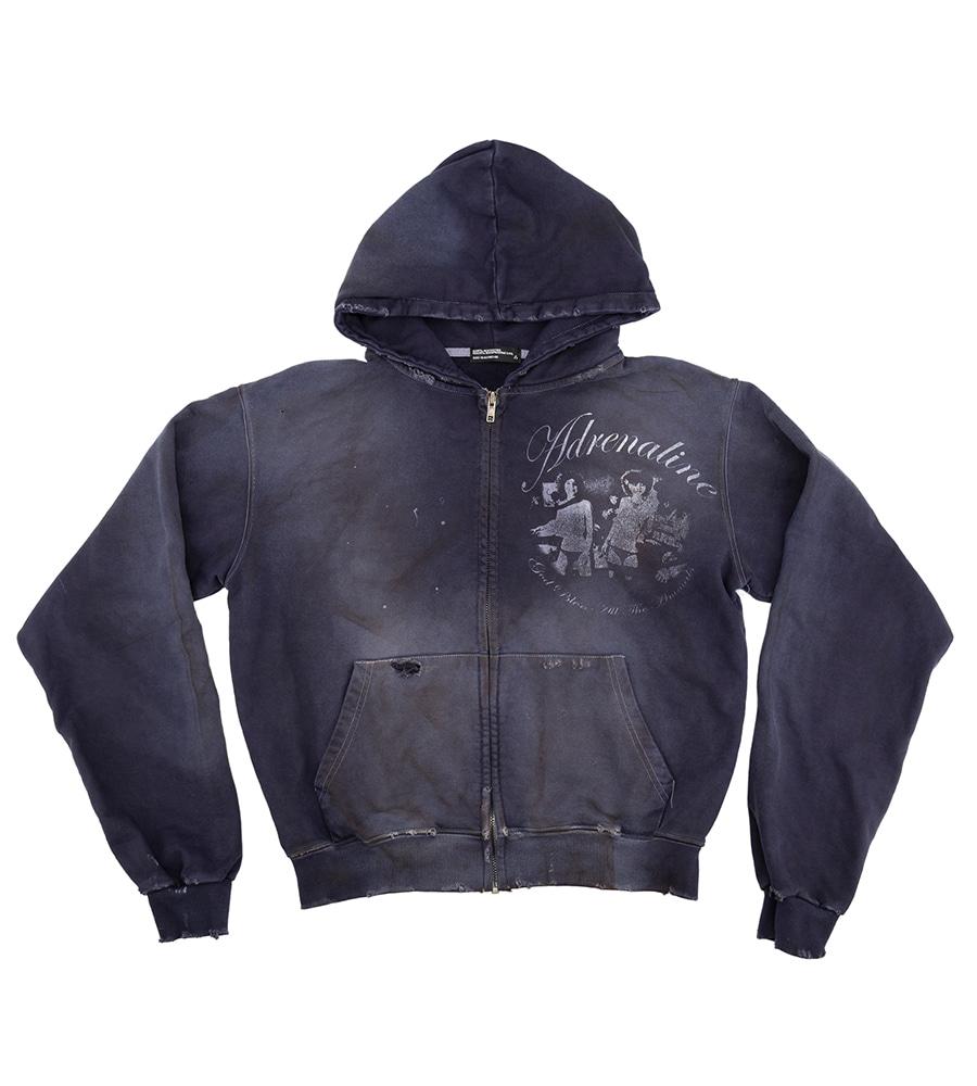 Adrenaline Thrashed Zip Hoodie - Washed Purple