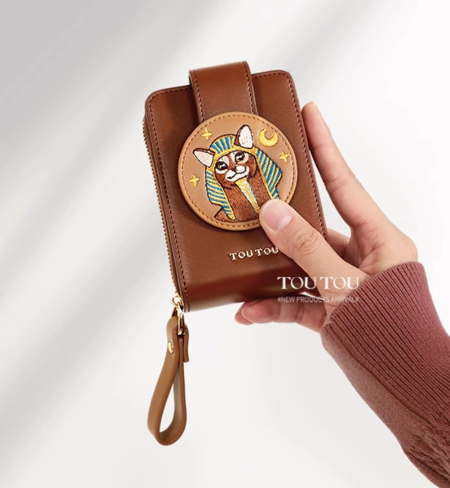 귀여운카드지갑 지폐 수납 스트랩 여행용 자수 카드지갑 Toutou