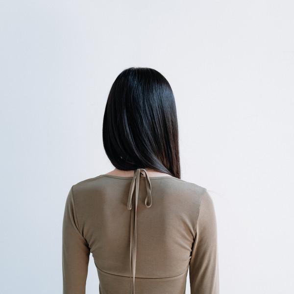 Modal jersey layered tee (ivory / khaki / dark gray)