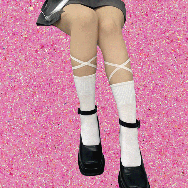 (1+1할인)하이틴 리본 니삭스 2colors