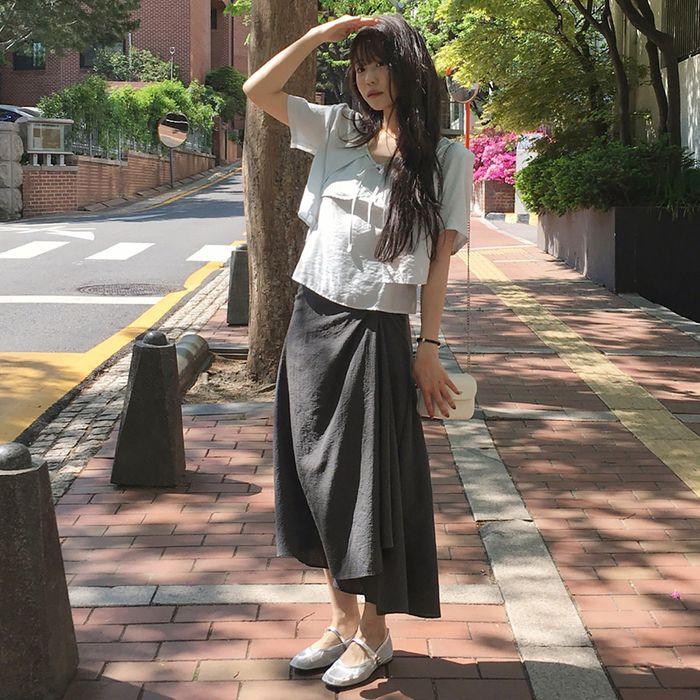Twist Flare Long Skirt_2colors