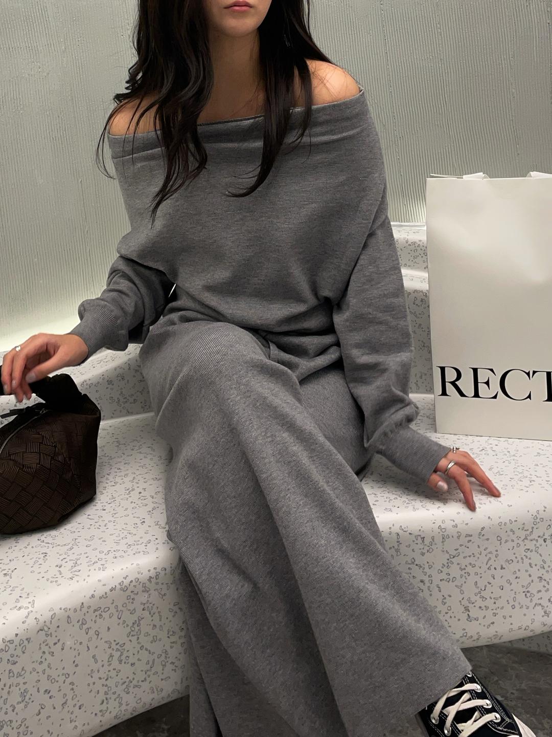 코지 오프 니트 셋업(블랙,아이보리,그레이)