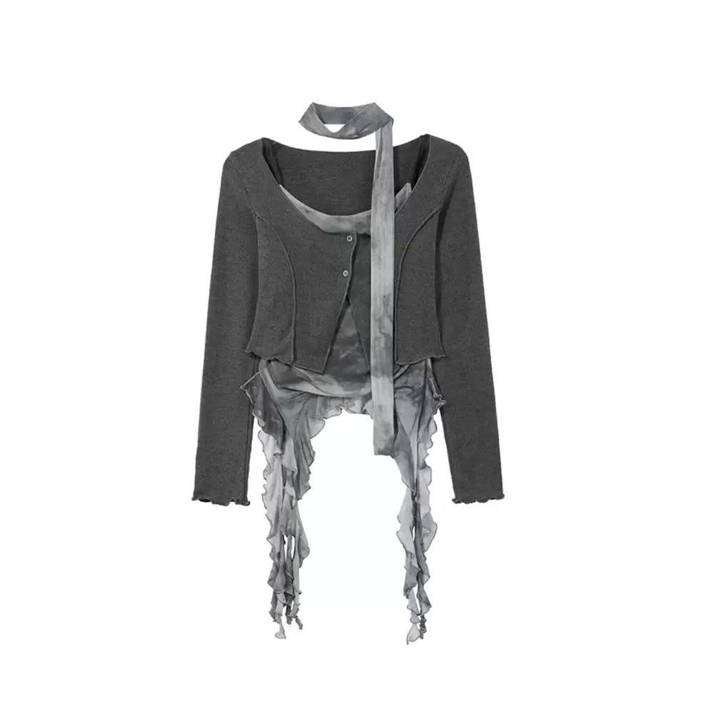 다이닝 러플 탑 & 가디건 세트 229958150