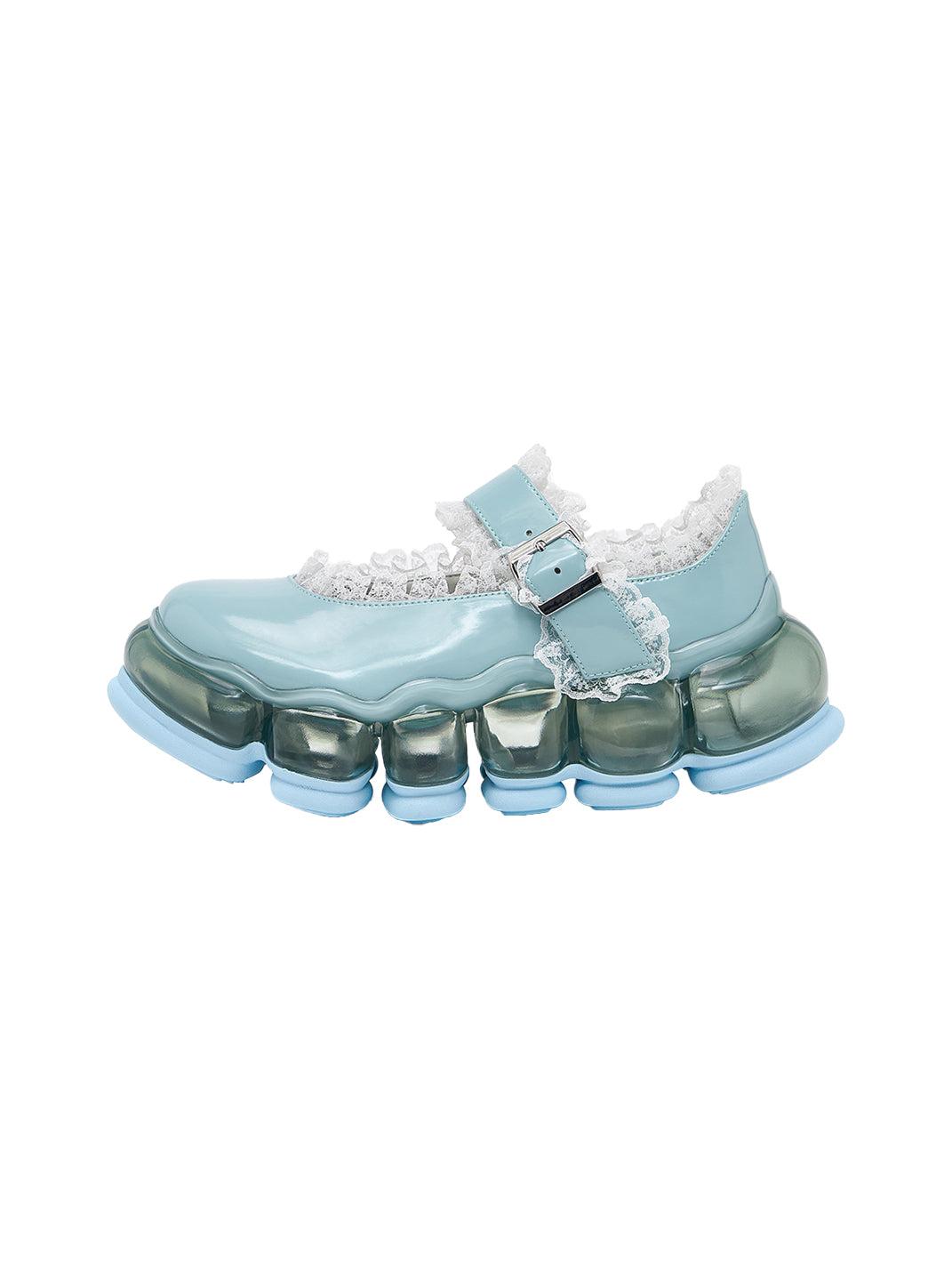 Lace Chunky Mary Jane Color Strap Shoes-Blue - blue / US 3.5 MEN / US 5 WOMEN = IT 35