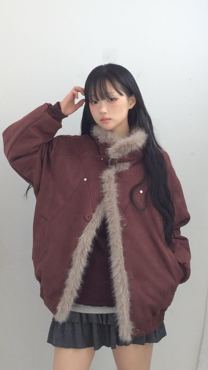 (3 C ᵒ l o🅡) 필크퍼 하이넥 스웨이드 점퍼