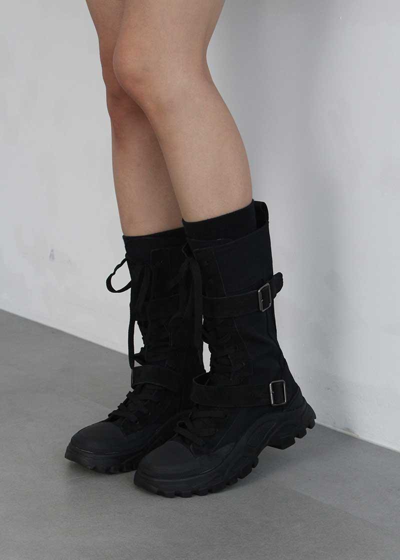 LACE UP CANVAS BOOTS (2color)