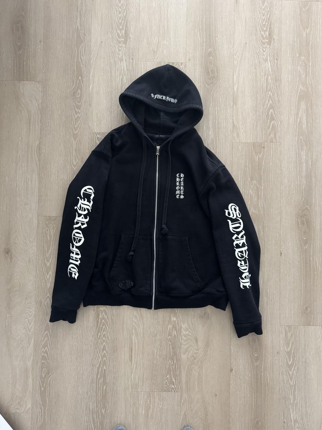 CHROME HEARTS ZIP UP HOODIE BLACK PRICE IS FIRM