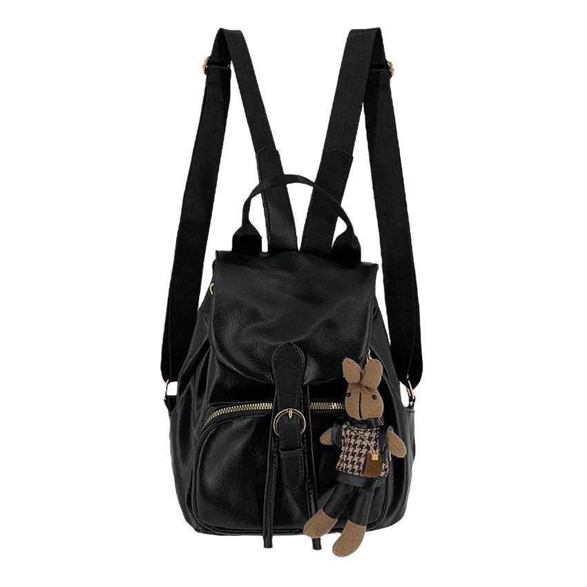 에이어패럴 [1+1인형키링증정/고퀄] 레더 가죽 복조리 미니 백팩 스트랩 보부상 하객룩 개강룩 신입생 책 가방 노란색 봄 스쿨백 꽃놀이 벚꽃룩 GB106