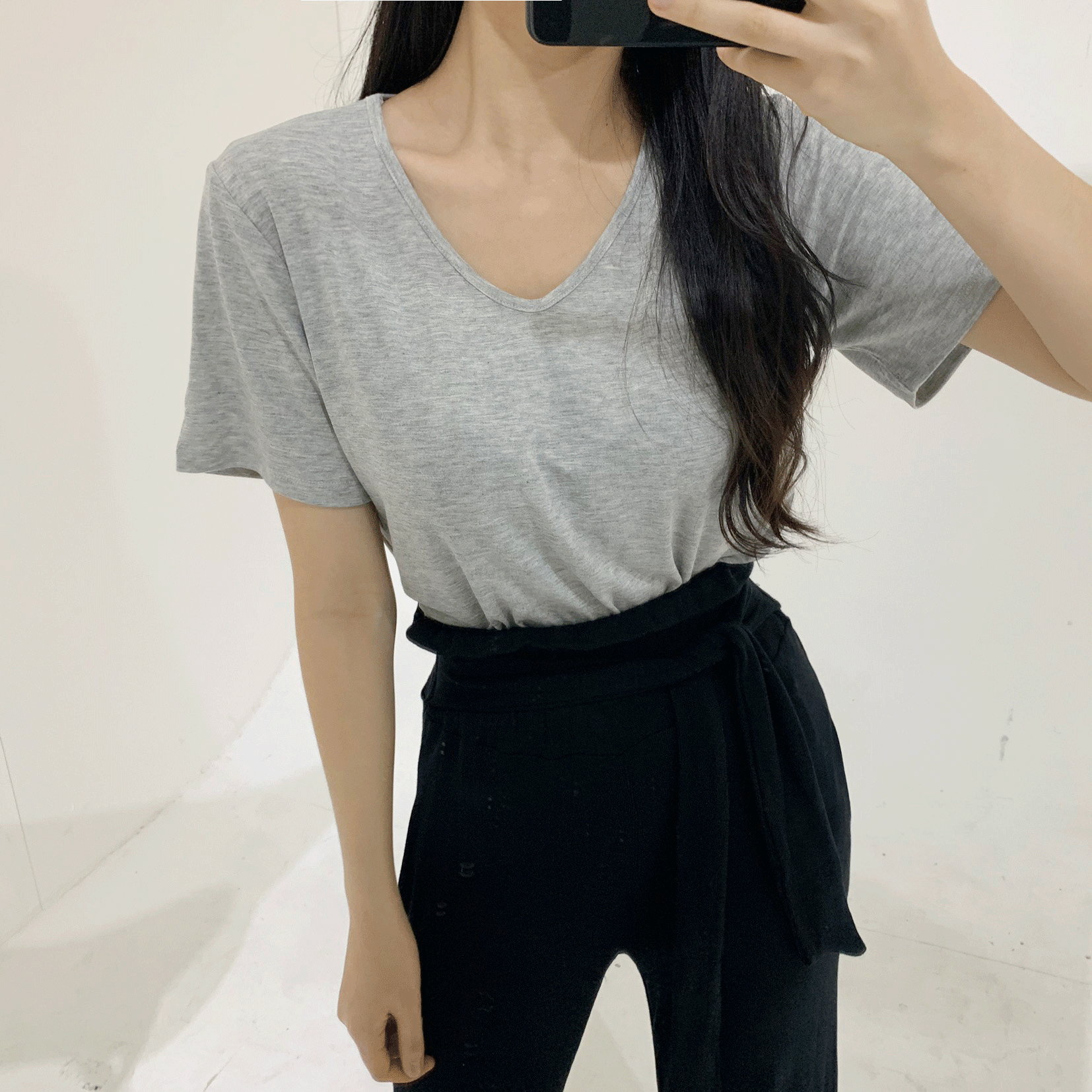 [11color] 텐셀 쫀쫀 촉촉 브이넥 티셔츠