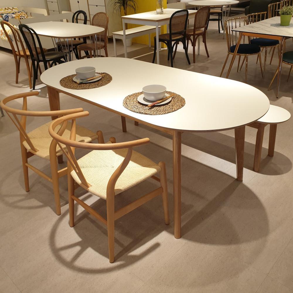 오노홈 루니 타원형 식탁 카페 테이블 라미네이트 라운드  6인  HPL