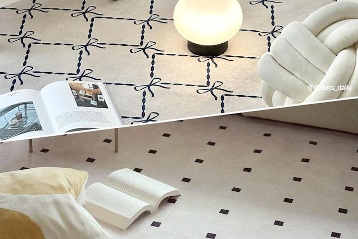 먼지없는 워셔블 셔닐 타일 방수 반려동물 거실 러그 3Size 6type