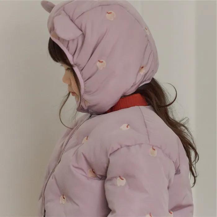 리버시블 자수 패딩 & 모자 set - 퍼플