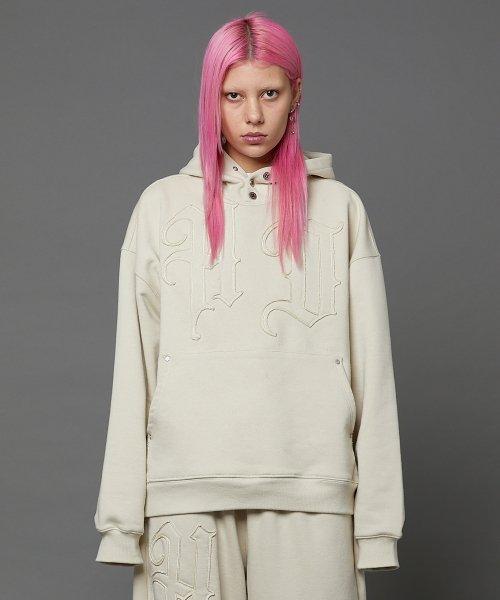 HD 로고 아플리케 오버핏 후드 아이보리