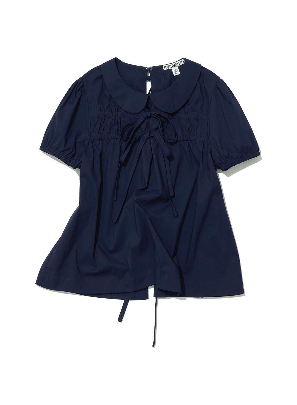 [WOMEN] OPEN BACK RIBBON STRAP BLOUSE_NAVY