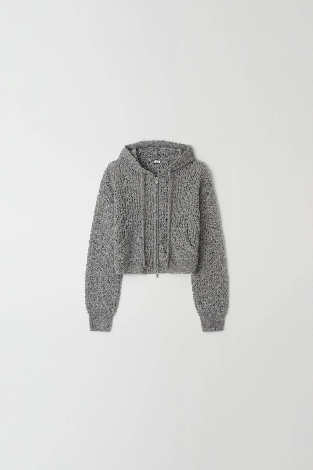Mohair Hodded Cardigan (light gray)