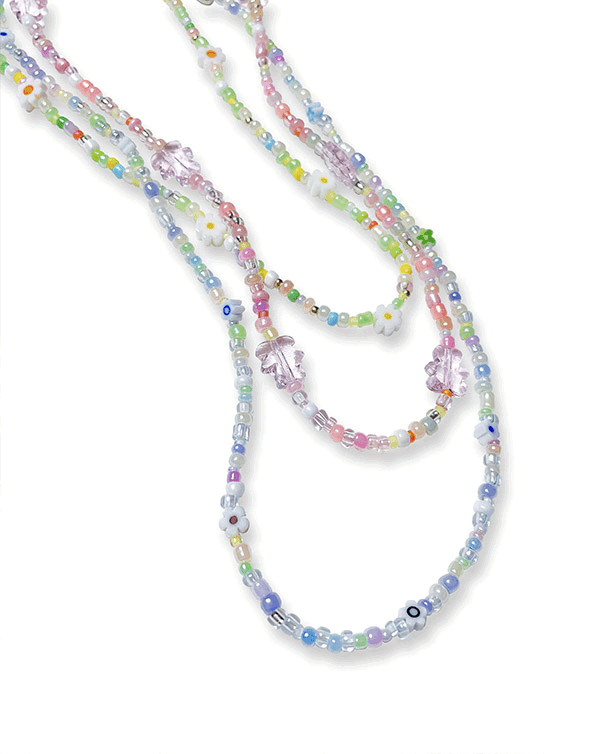 셀피쉬클럽 삼색 키치 비즈 목걸이