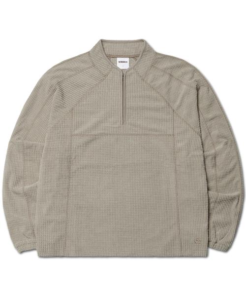 HEAVY WAFFLE HALF ZIP-UP - SAND GRAY