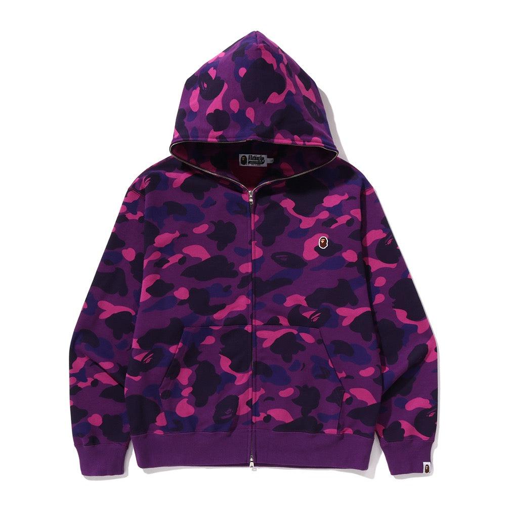 원 포인트 컬러 카모 크롭 풀 집 후드(M) PURPLE