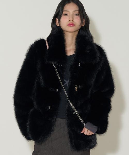 시어링 퍼 자켓 블랙