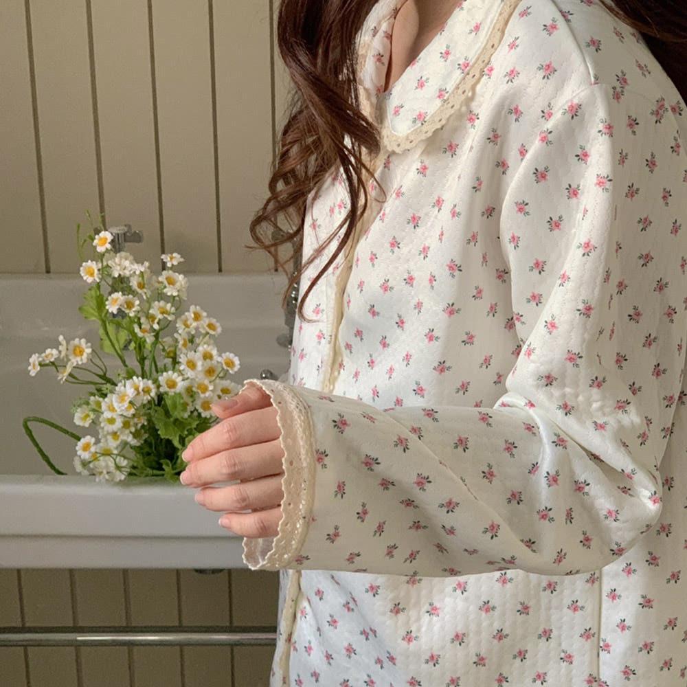 누빔잠옷 샐리아 꽃 잠옷 파자마 세트 겨울 선물 연말 파티