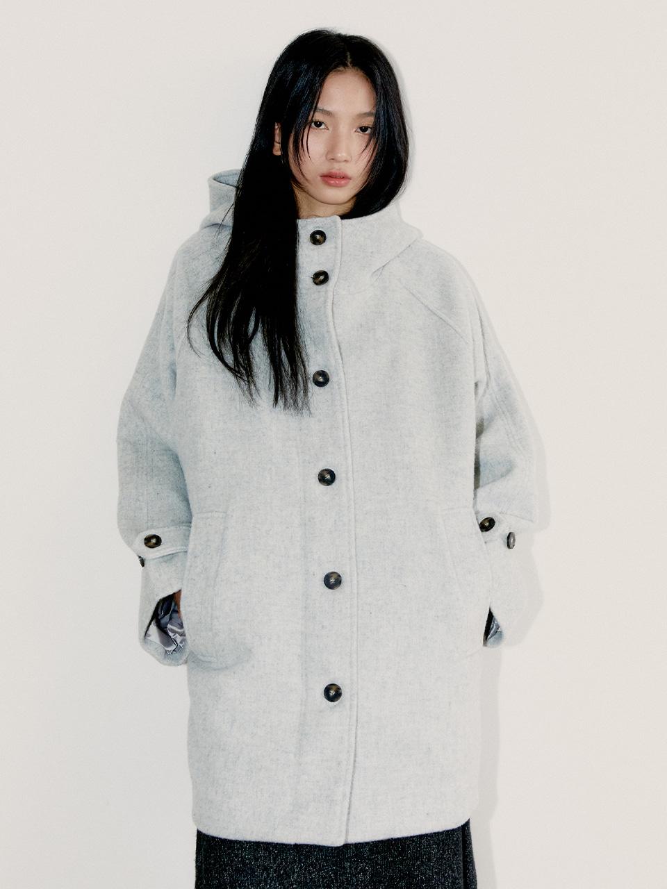 (Last Reorder 12월 25일 발송 예정) Rich Wool Half Coat, Gray