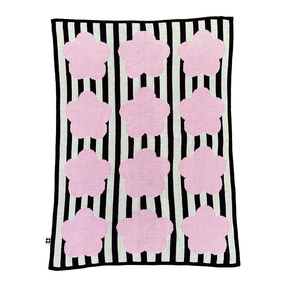 FLOWER STRIPE KNIT BLANKET