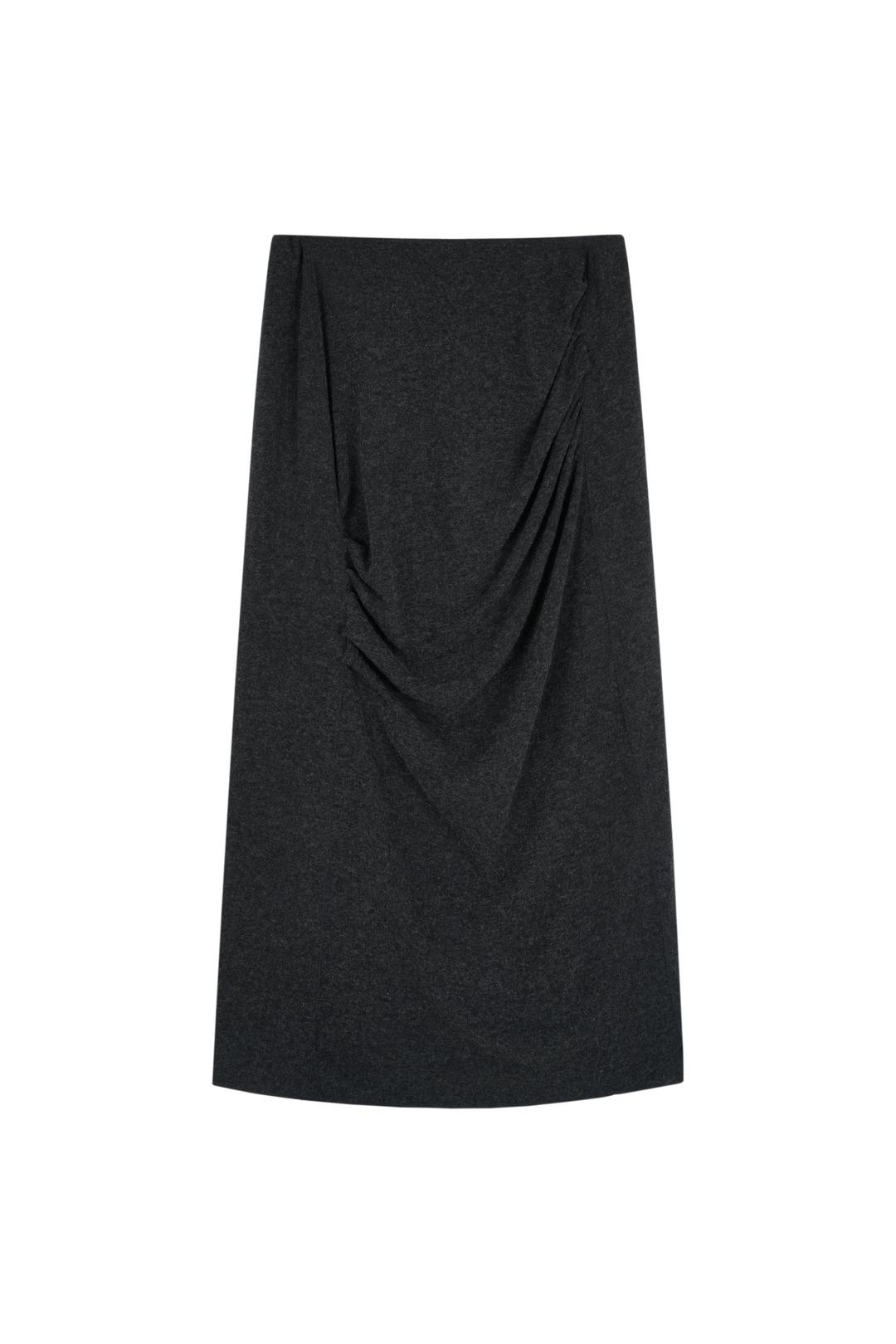 JERSEY SHIRRING MAXI SKIRT (CHARCOAL)