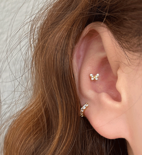 [무배] 큐빅 나비 5석 미니링 피어싱 세트 2set / 3color