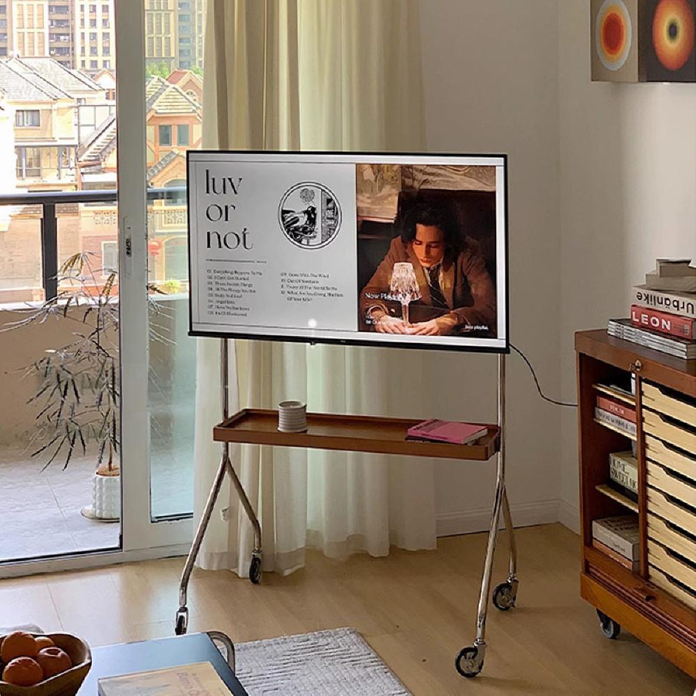 이동식 TV 거치대 티비 대형 스탠드 43-70인치 원목