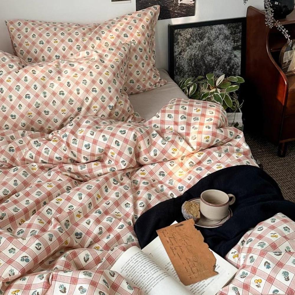 코지풀 코튼40수 코티지코어 오버체크 이불커버세트 슈퍼싱글 퀸 킹 침구세트