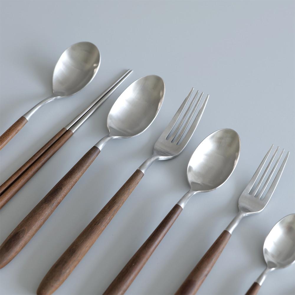 골든벨 메이플 우드 커트러리 디너 세트 디저트 수저 숟가락 젓가락 티 스푼 포크 나이프