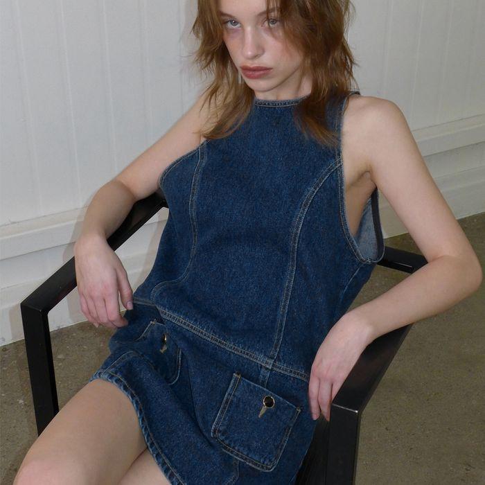 HALTER DENIM MINI OPS