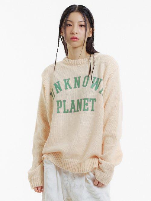 바시티 로고 니트 베이지