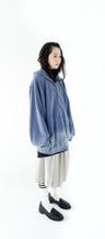 fade washing hoodie zip-up