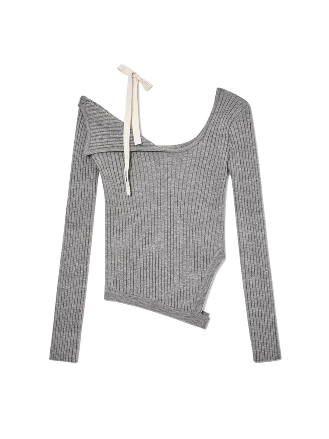 ISA ASYMMETRICAL KNIT TOP (GRAY)