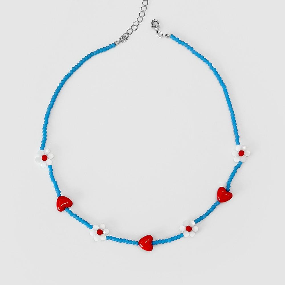 color pop flower & heart necklace