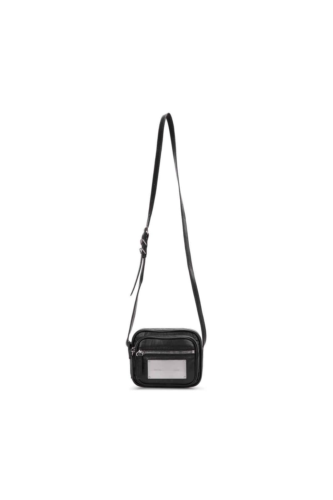 SQUARE LEATHER CROSS BAG IN BLACK