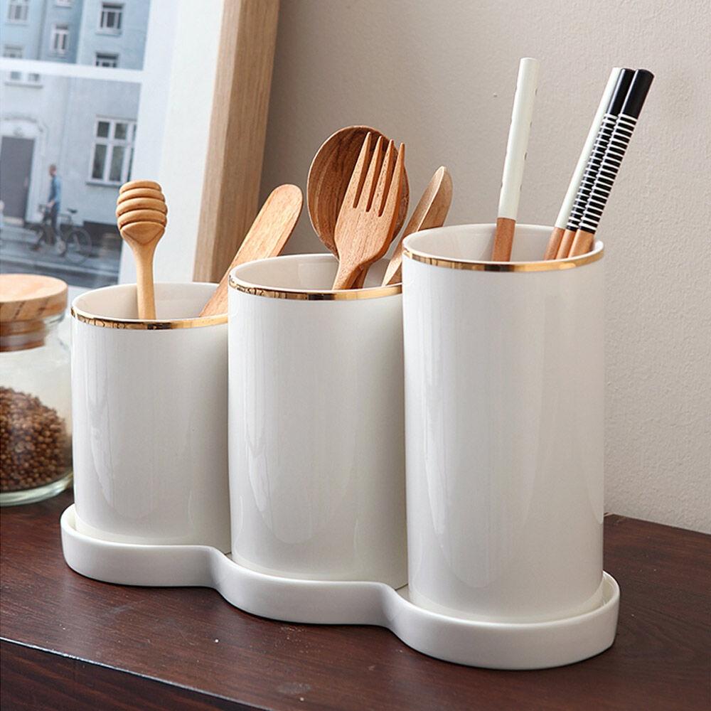 푸코 클래식 골드라인 도자기 수저통