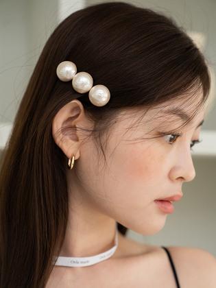 boldy side point three pearls hair pin