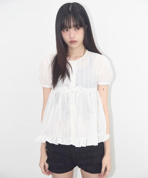 셔링 퍼프 블라우스 (WHITE) F25QB115