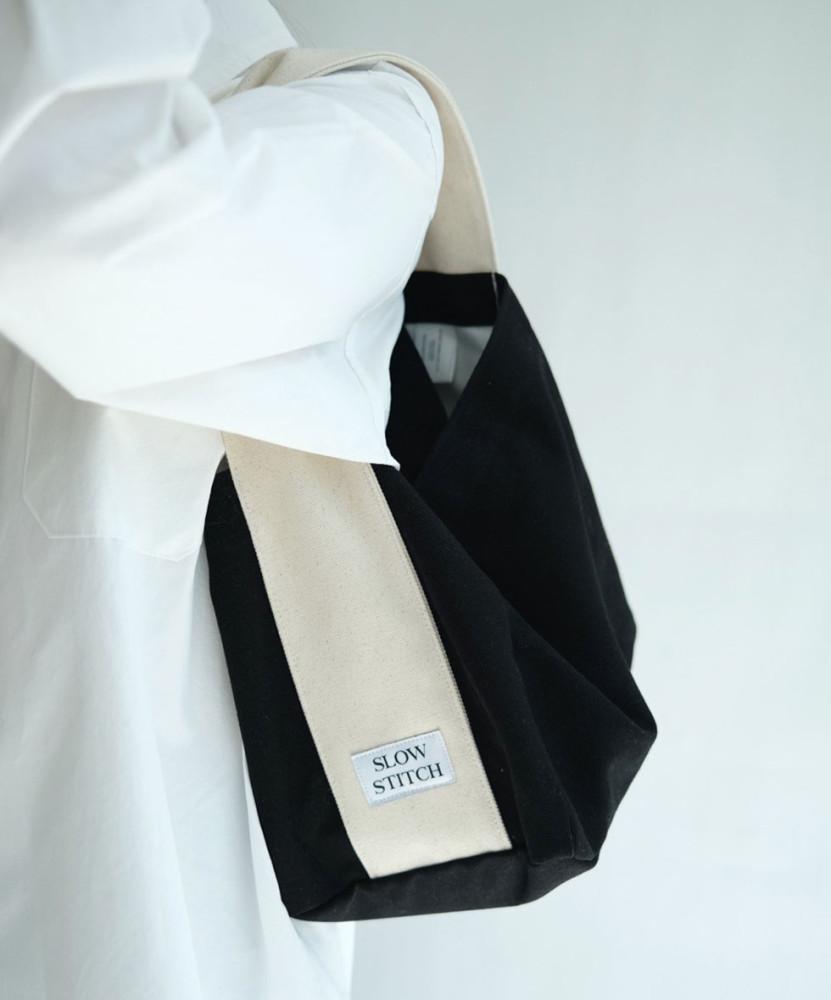 slowstitch tote bag ( Black&ivory )